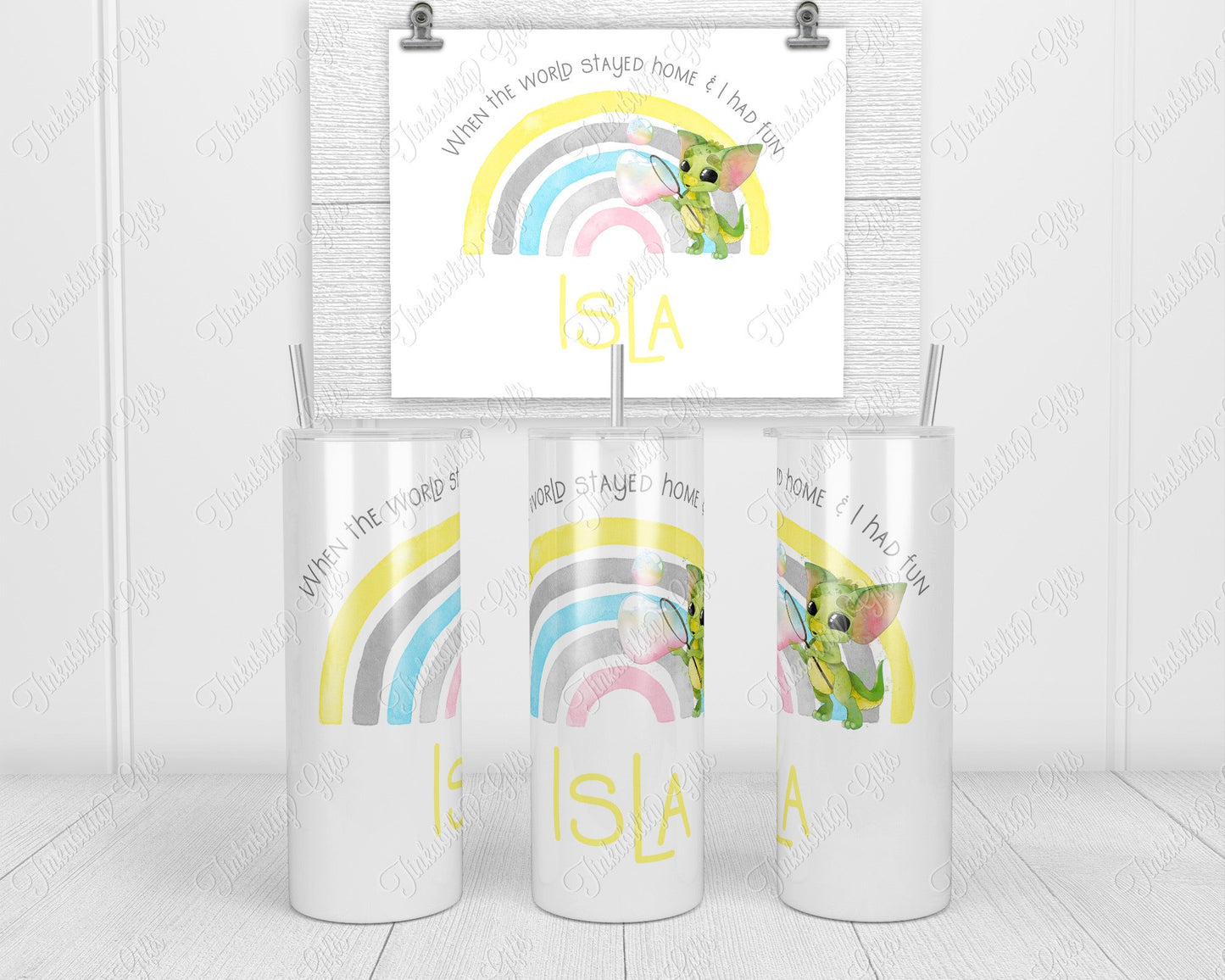 Dragon rainbow skinny tumbler