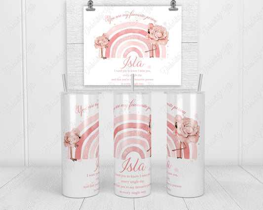 Flamingo rainbow skinny tumbler