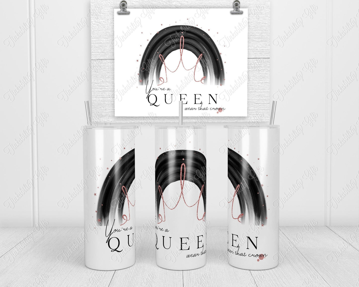 Queen Rainbow skinny tumbler - Personalised Tumbler - Gifts for Her - Gifts for BIrthday's