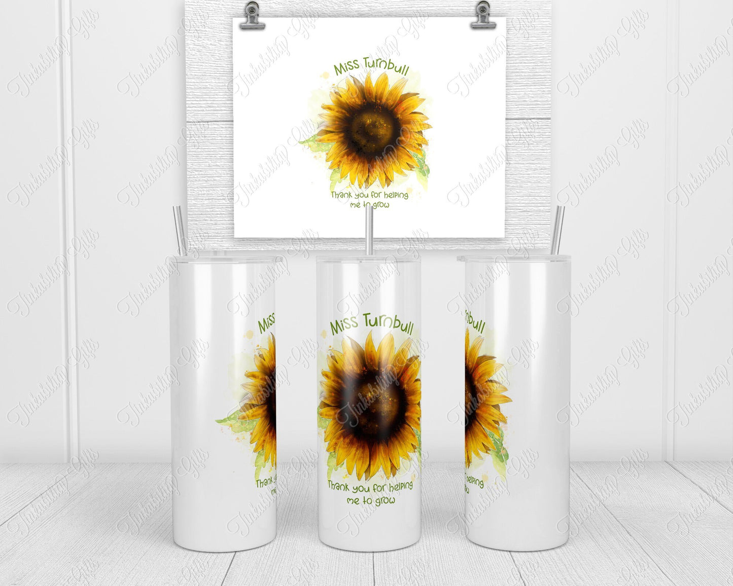 Sunflower 20oz skinny tumbler - Personalized Tumbler - Birthday Gift - Gifts For Teachers