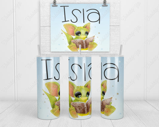 Reading Baby Dragon skinny tumbler - Personalized Tumbler - Gifts for Kids - Gifts for BIrthday's