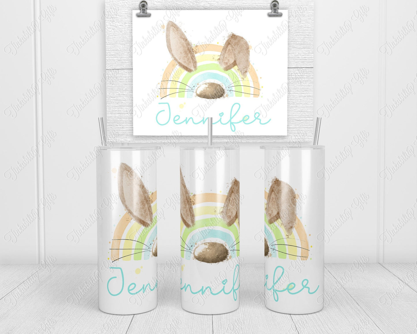 Bunny bow skinny tumbler