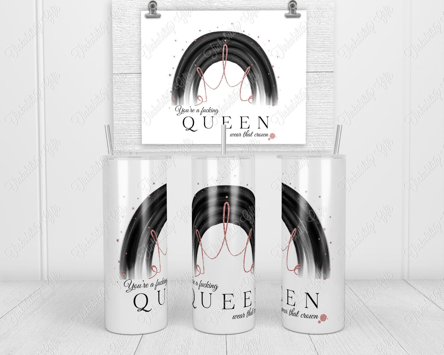 Queen Rainbow skinny tumbler - Personalized Tumbler - Gifts for Her - Gifts for BIrthday's