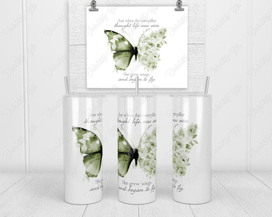 Green butterfly skinny tumbler