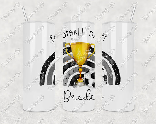 Black, black grey football 20oz tumbler with straw