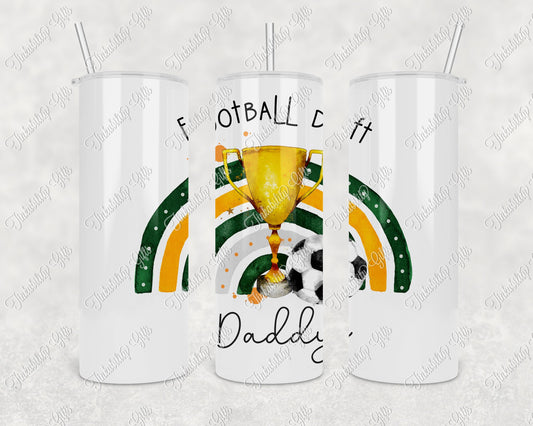 Green football 20oz tumbler with straw