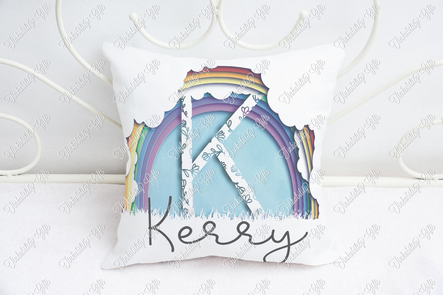 Personalised Rainbow alphabet cushion K - T - Birthday Gift - Gifts for a Nursery - Gifts for Birthday's - Gifts for Kids's