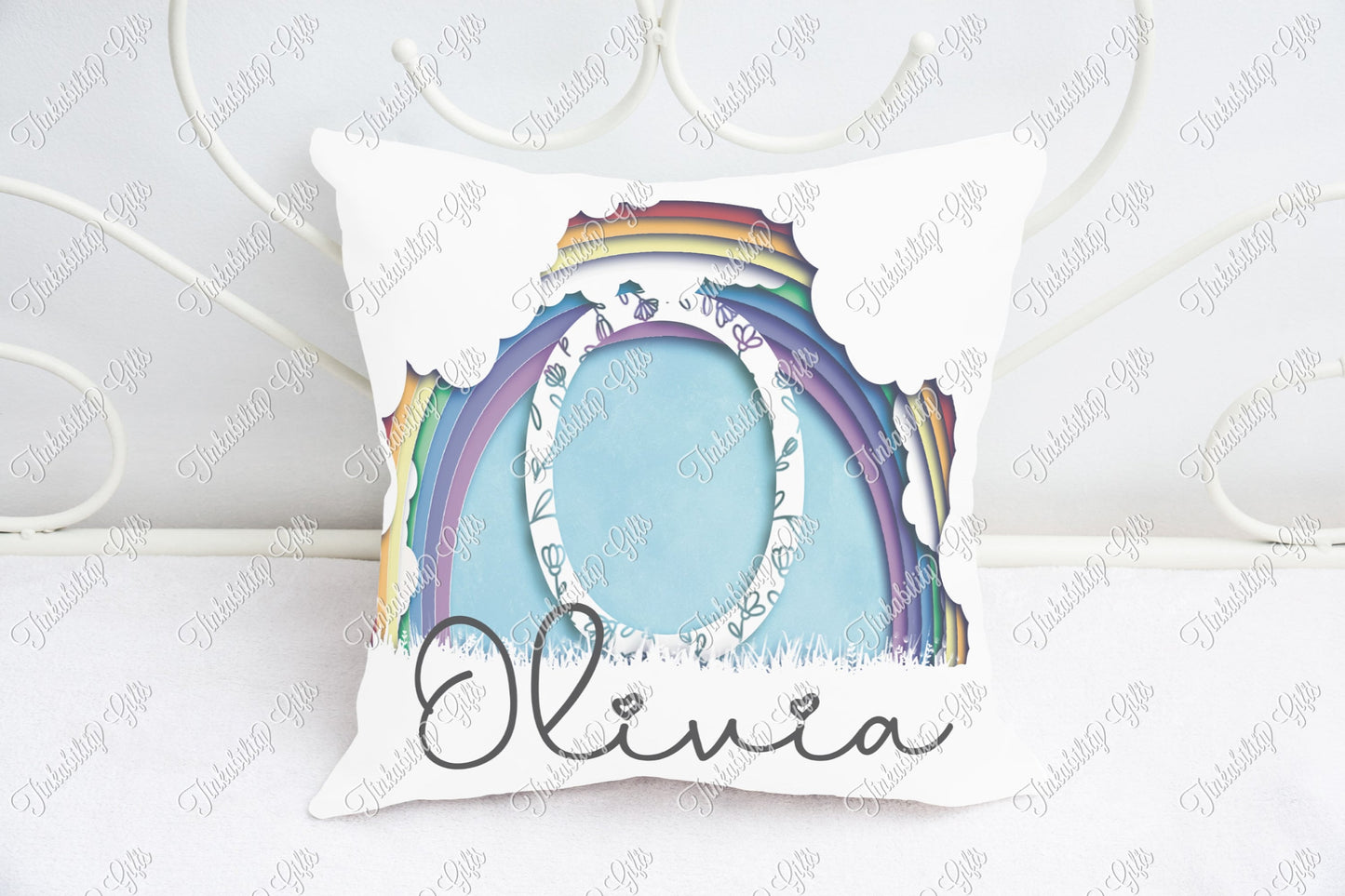 Personalised Rainbow alphabet cushion K - T - Birthday Gift - Gifts for a Nursery - Gifts for Birthday's - Gifts for Kids's