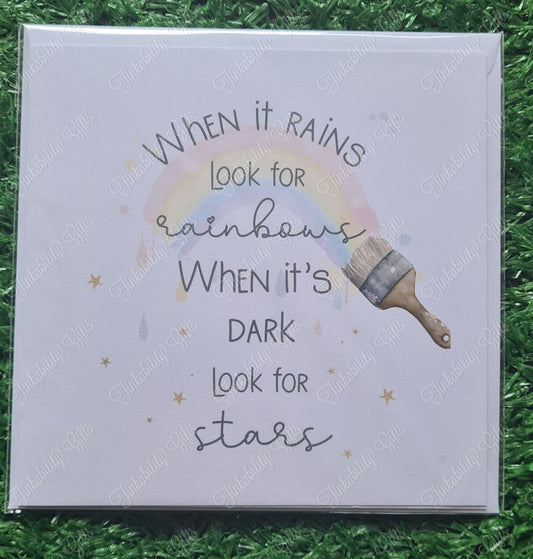 When it rains look for rainbows greeting card - Birthday card - Personalised card