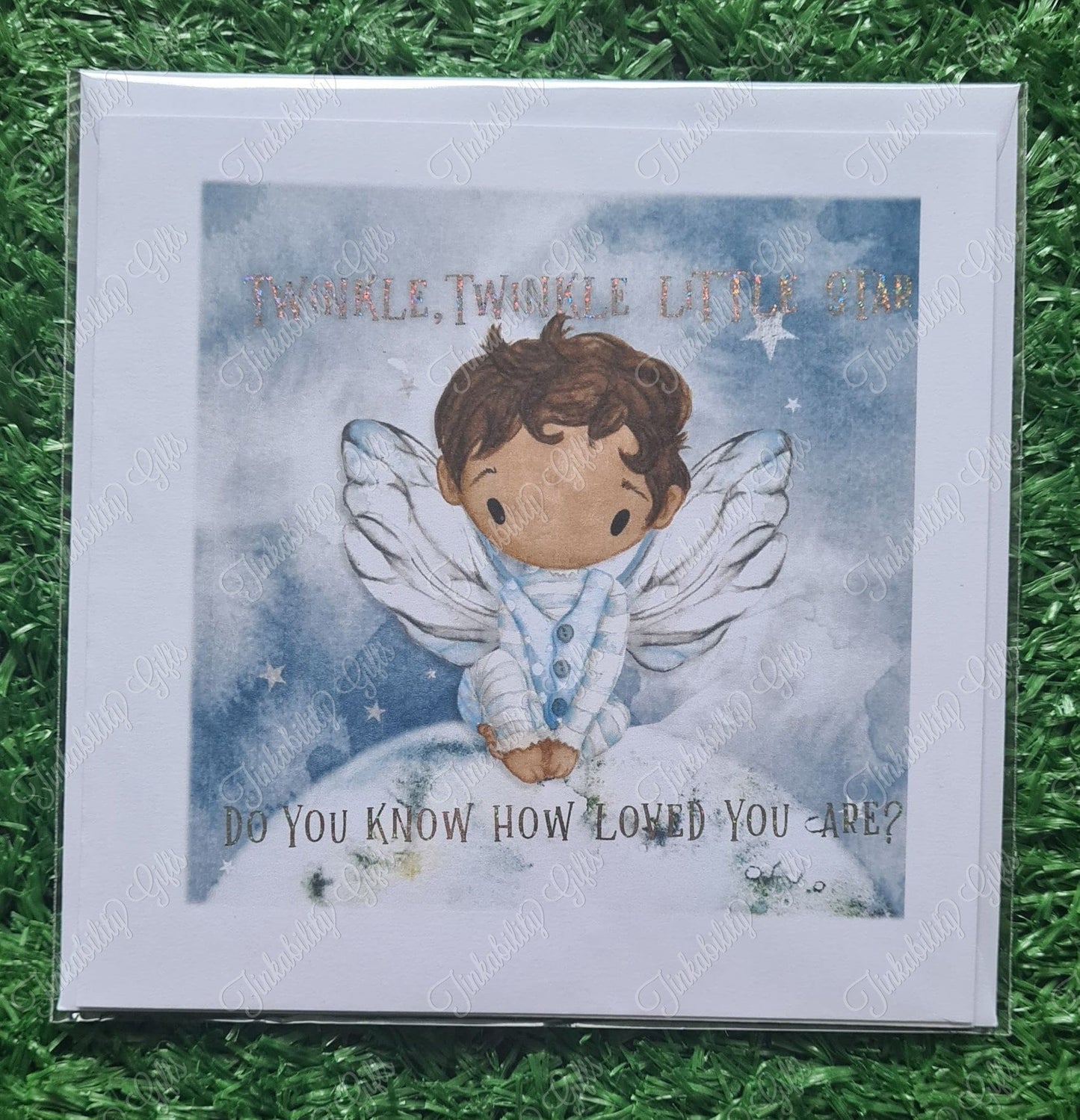 Twinkle twinkle blue fairy greetings card - Birthday card - Personalised card