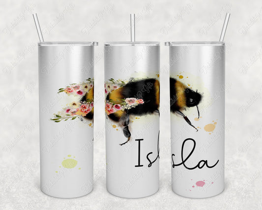 Skinny Tumbler, Printed tumbler, 20oz tumbler, Insulated tumbler, Bumble Bee design, Bee design, Personalised Tumbler