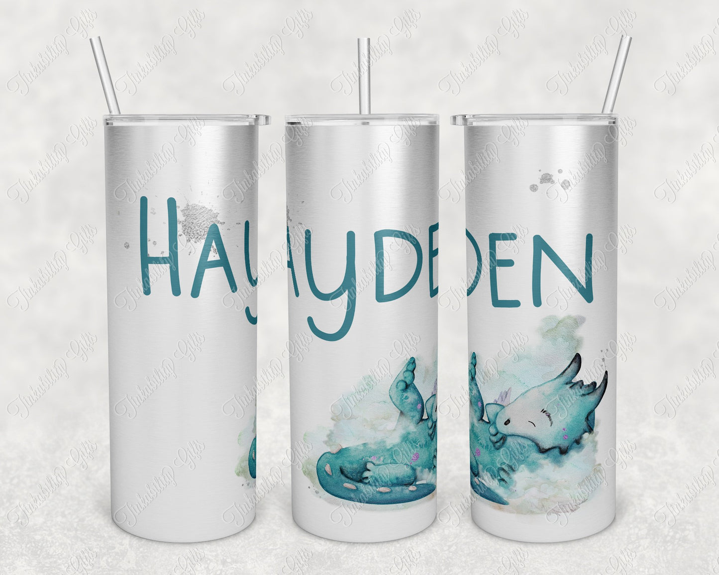 Skinny Tumbler, Printed tumbler, 20oz tumbler, Insulated tumbler, Blue Dragon design, Personalised Tumbler