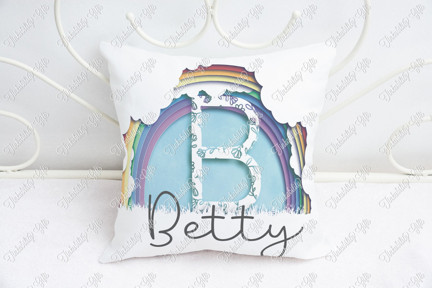 Personalised Rainbow alphabet cushion A-J - Birthday Gift - Gifts for a Nursery - Gifts for Birthday's - Gifts for Kids