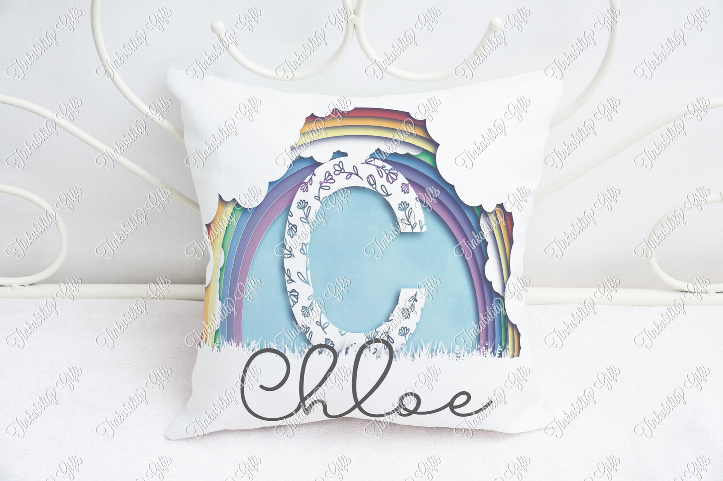 Personalised Rainbow alphabet cushion A-J - Birthday Gift - Gifts for a Nursery - Gifts for Birthday's - Gifts for Kids