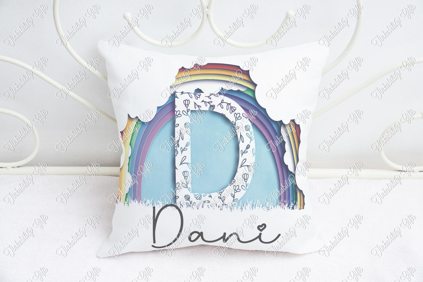 Personalised Rainbow alphabet cushion A-J - Birthday Gift - Gifts for a Nursery - Gifts for Birthday's - Gifts for Kids