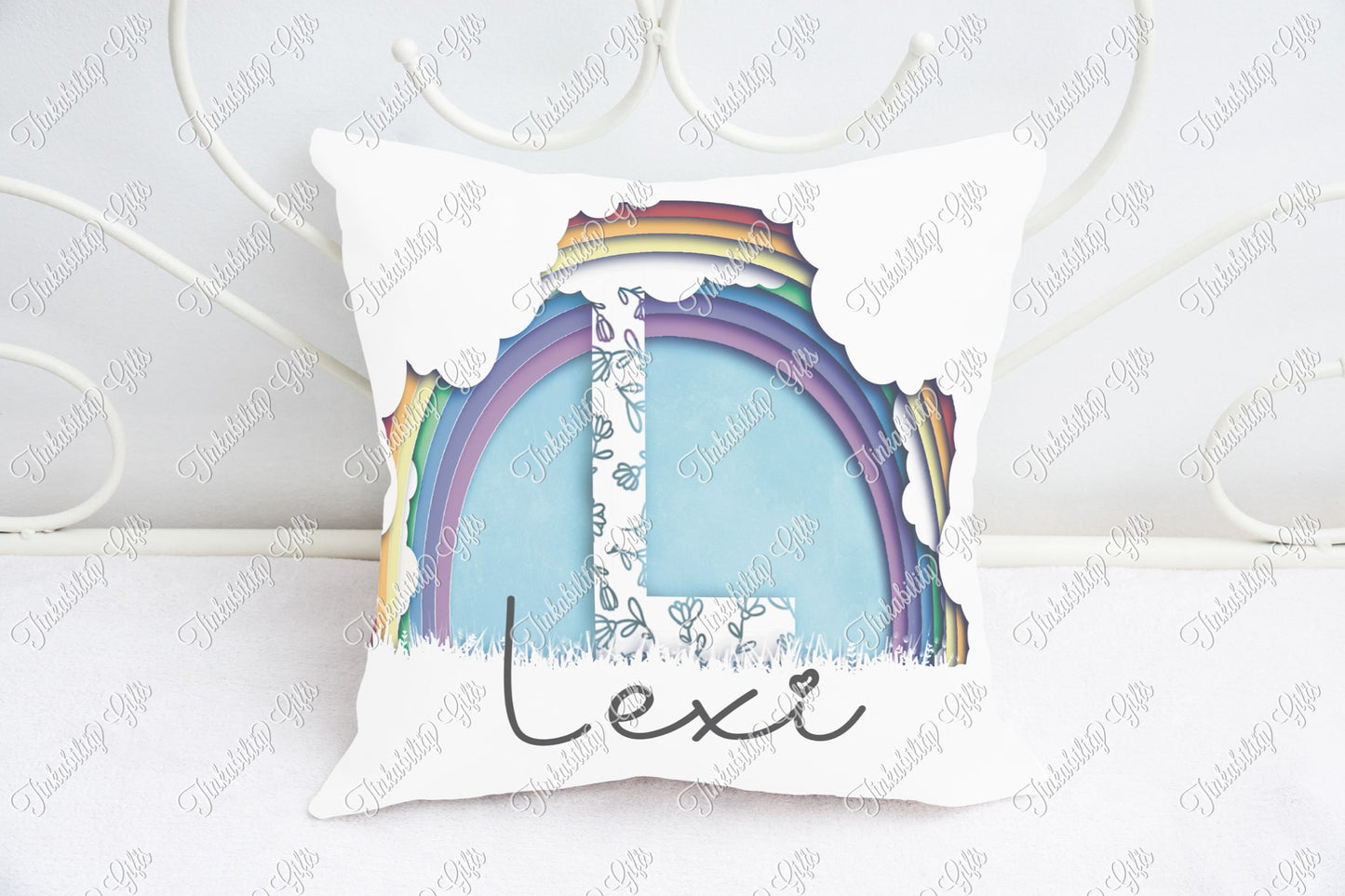 Personalised Rainbow alphabet cushion K - T - Birthday Gift - Gifts for a Nursery - Gifts for Birthday's - Gifts for Kids's