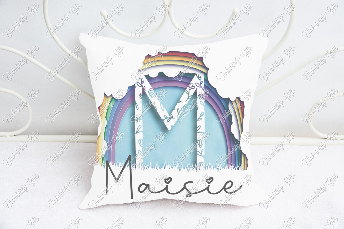 Personalised Rainbow alphabet cushion K - T - Birthday Gift - Gifts for a Nursery - Gifts for Birthday's - Gifts for Kids's