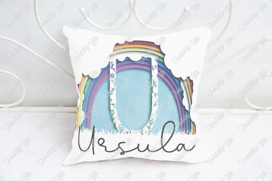 Personalised Rainbow alphabet cushion U-Z - Birthday Gift - Gifts for a Nursery - Gifts for Birthday's -Gifts for Kid's