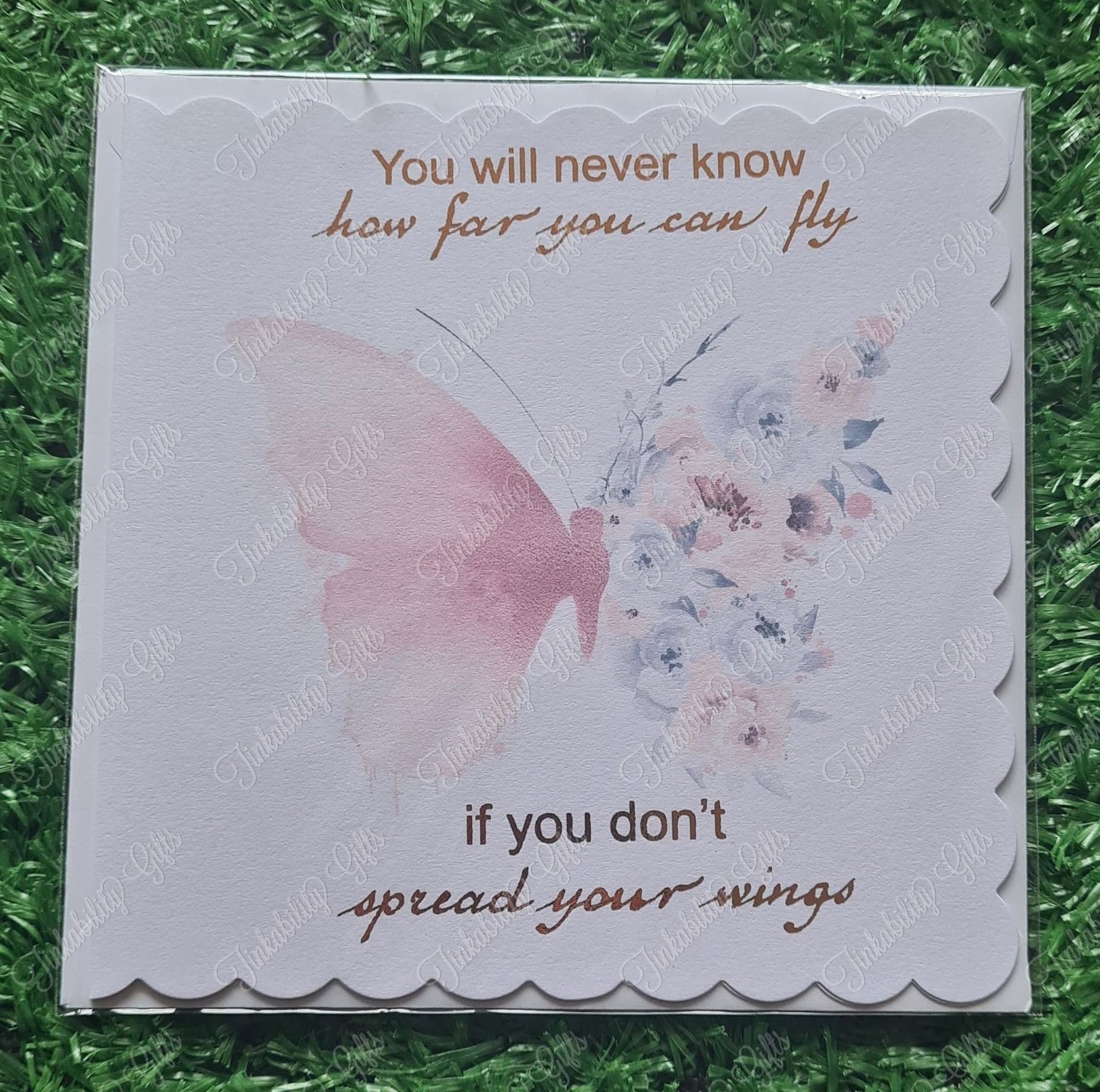 Rose Gold Floral Butterfly Greeting Card - Birthday card - Personalised card