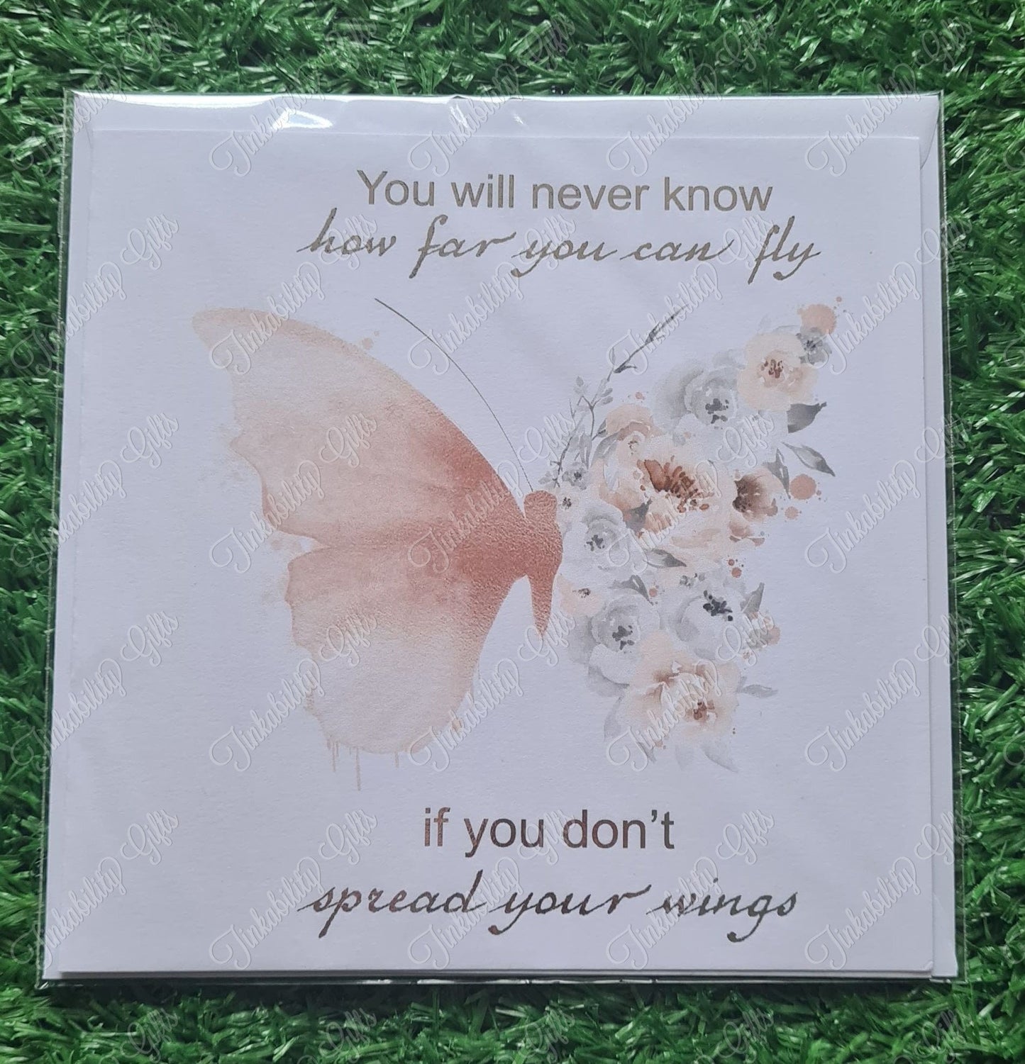 Rose Gold Floral Butterfly Greeting Card - Birthday card - Personalised card