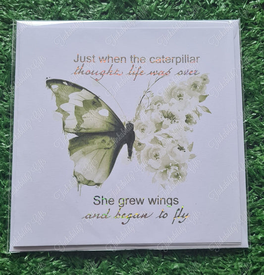 Green Butterfly Greetings Card