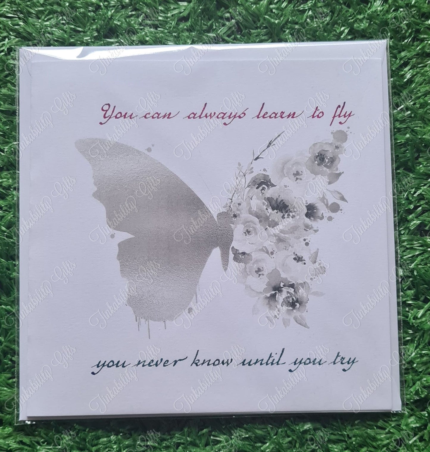 Silver butterfly greetings card - Birthday card - Personalised card