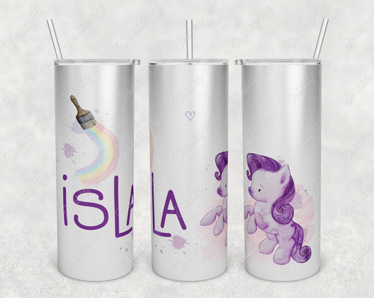 Personalised Purple Pony Insulated Tumbler, Personalised Gift, Gifts for Kids, Gifts for Birthdays, Gifts for Christmas