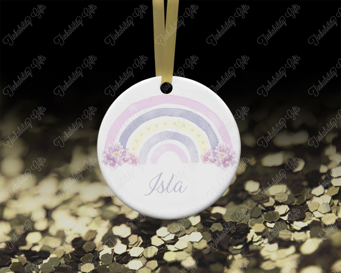 Personalised Lilac Rainbow Christmas Tree Ornament-Personalised Bauble-Personalised Gift-Gifts for Christmas-Stocking Fillers