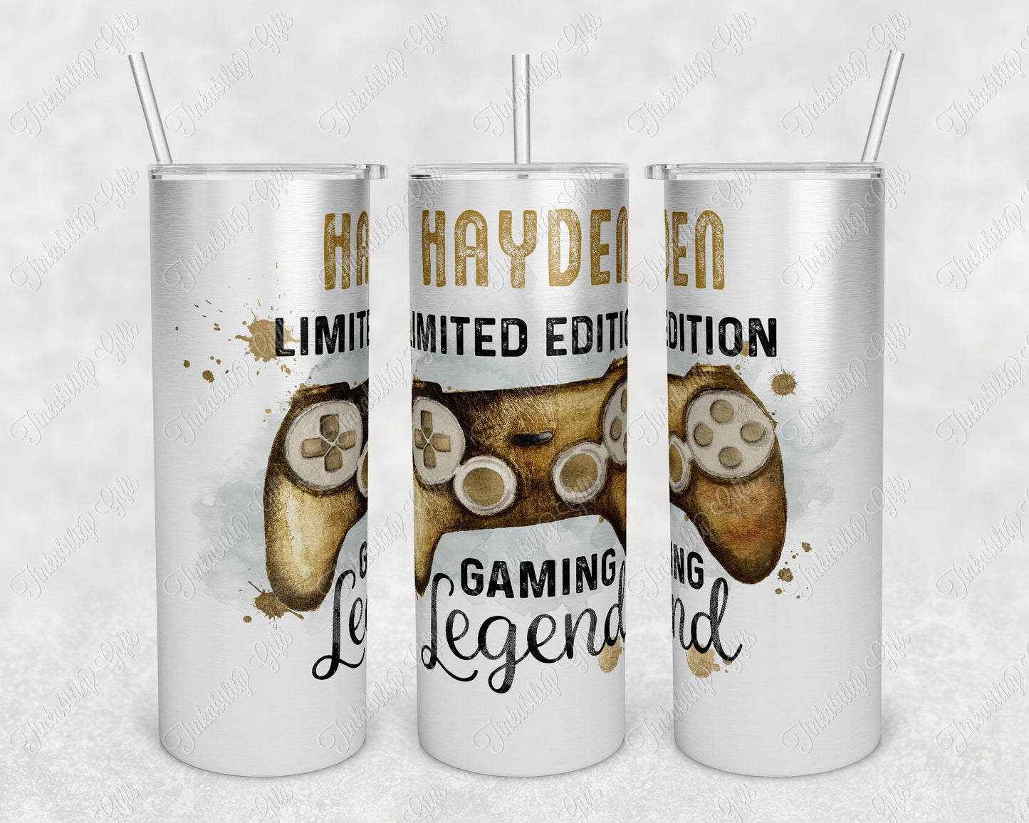 Personalised Gold Gamer Controller Insulated Tumbler, Personalised Gift, Gifts for Kids, Gifts for Birthdays, Gifts for Christmas