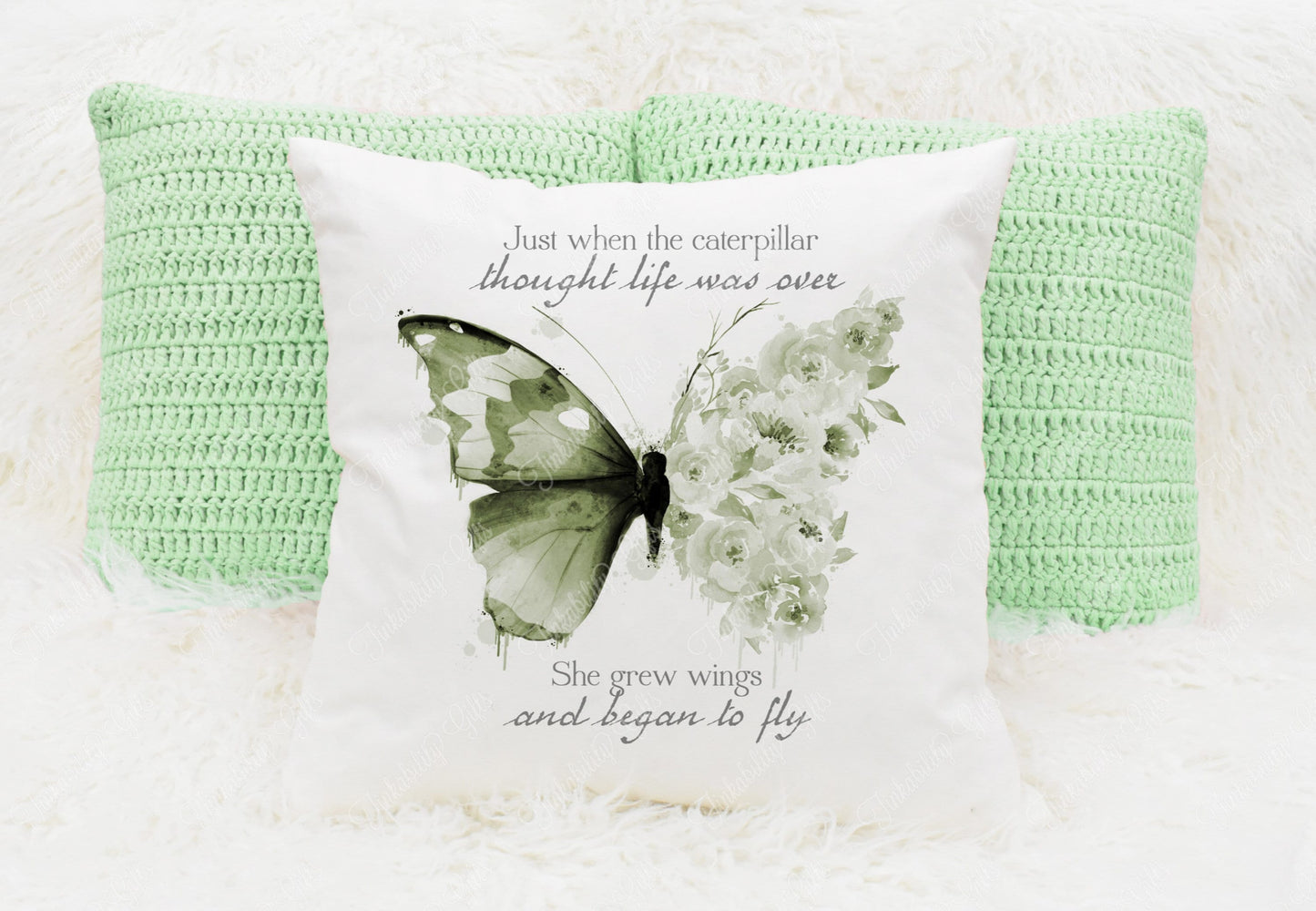 Personalised Green Butterfly Plush Cushion, Personalised Gift, Gifts for Birthdays, Gifts for Kids, Gifts for Mums