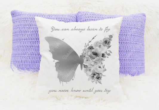 Personalised Silver Butterfly Plush Cushion, Personalised Gift, Gifts for Birthdays, Gifts for Kids, Gifts for Mums