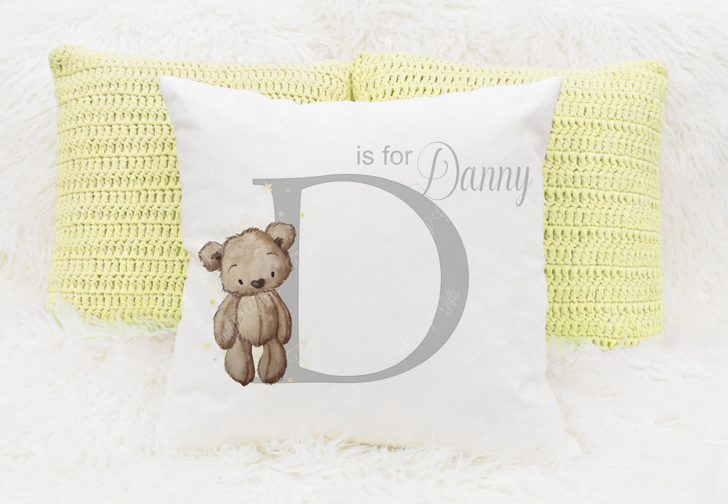 Baby Bear nursery alphabet cushion A-Z