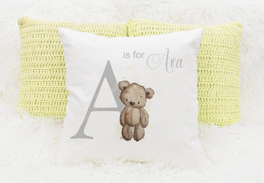 Baby Bear nursery alphabet cushion A-Z