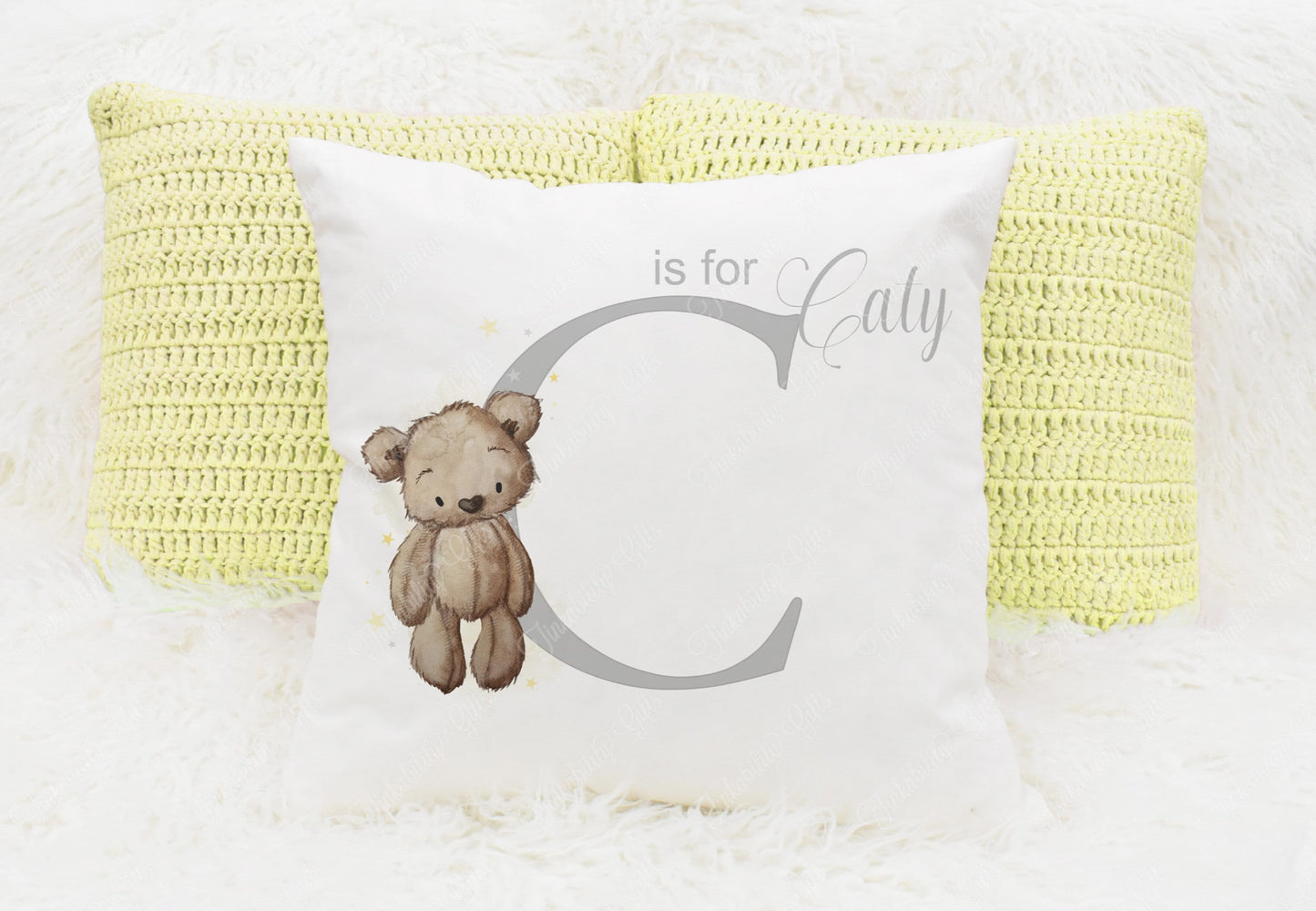 Baby Bear nursery alphabet cushion A-Z