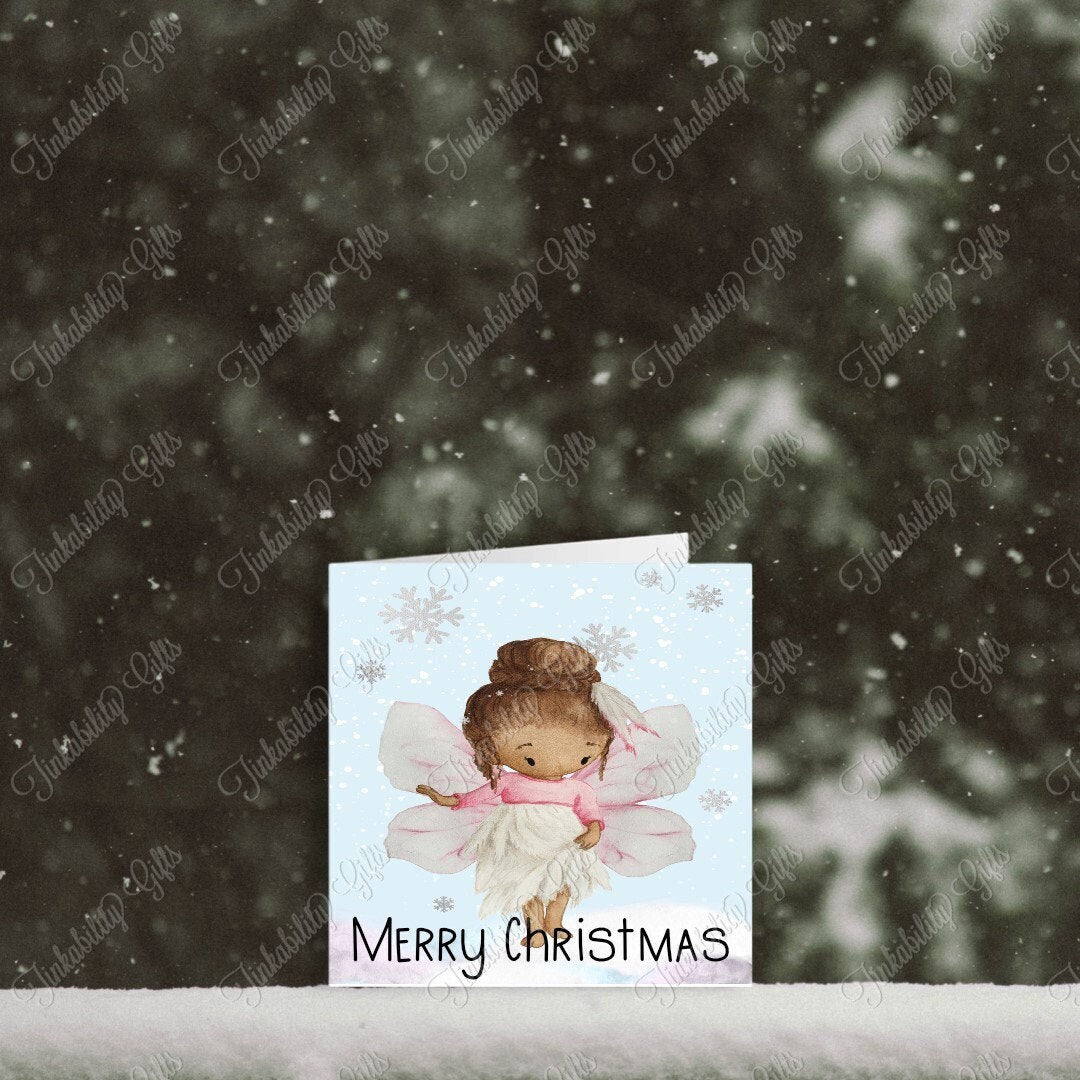 Pink Christmas Fairy Card, Personalised Card, Christmas Card, Greetings Card