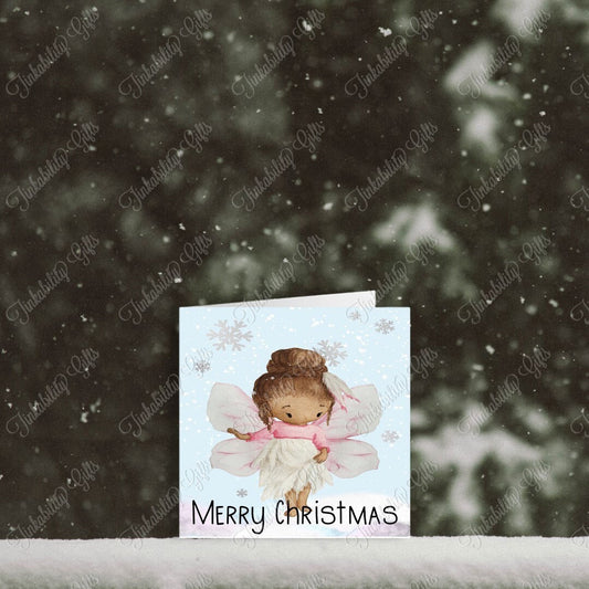 Pink Christmas Fairy Card, Personalised Card, Christmas Card, Greetings Card