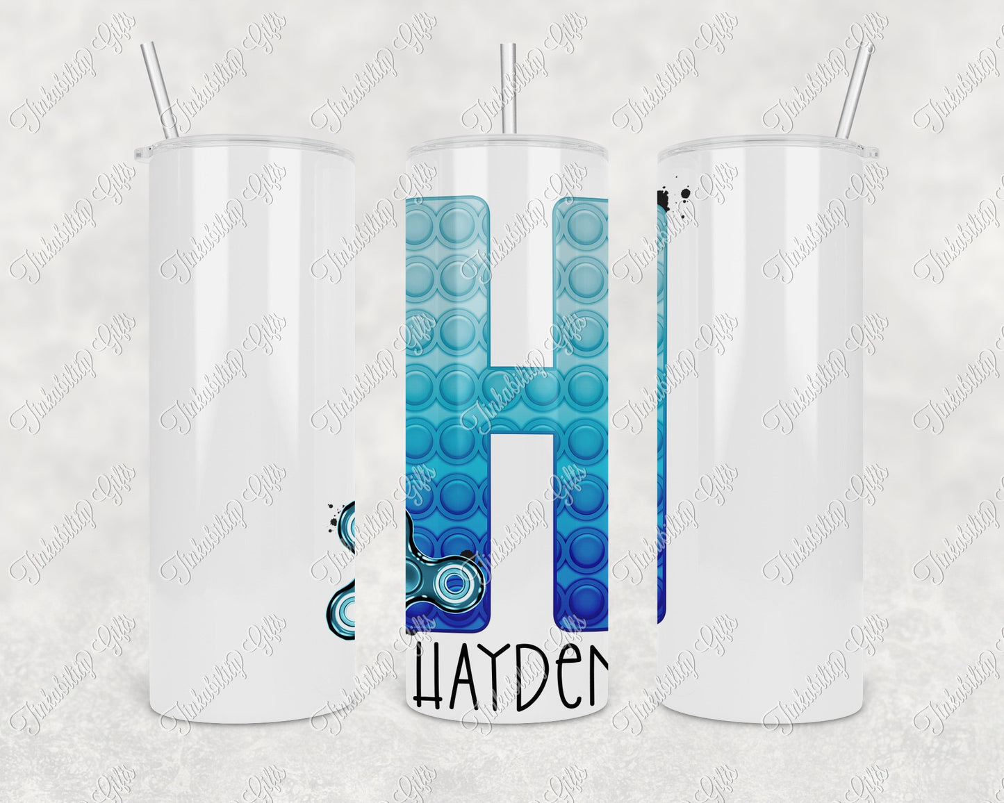 Personalised Blue Fidget Alphabet Insulated Tumbler