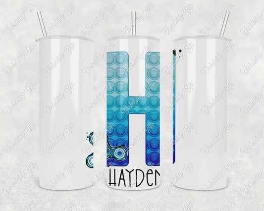 Personalised Blue Fidget Alphabet Insulated Tumbler