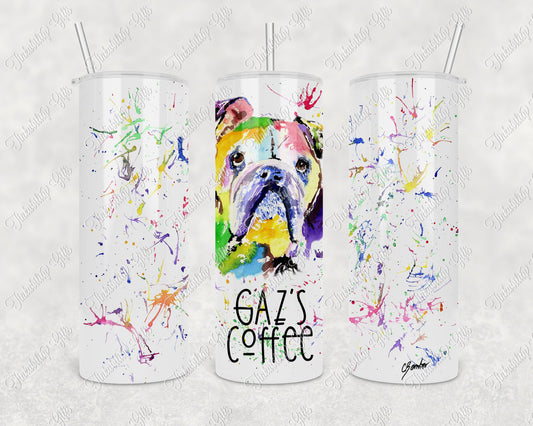 Personalised Painted Bull Dog Insulated Tumbler, Personalised Gift, Gifts for Kids, Gifts for Birthdays, Gifts for Christmas