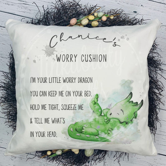 Personalised Green Dragon Plush Cushion, Personalised Gift, Gifts for Birthdays, Gifts for Kids, Gifts for New Baby, Personalised Cushion