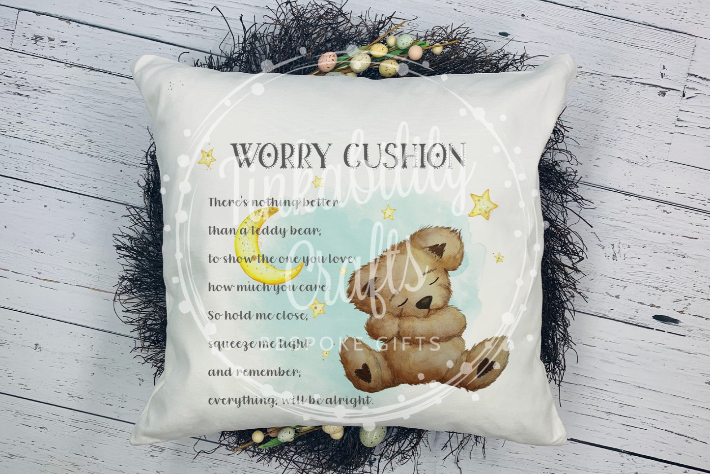 Personalised Teddy Worry Cushion Plush Cushion, Personalised Gift, Gifts for Birthdays, Gifts for Kids,