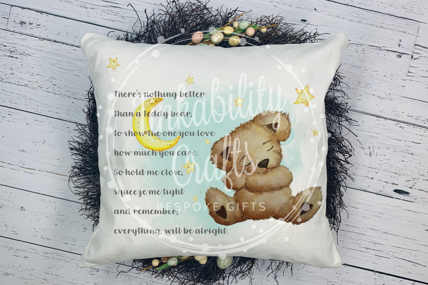 Personalised Teddy Worry Cushion Plush Cushion, Personalised Gift, Gifts for Birthdays, Gifts for Kids,