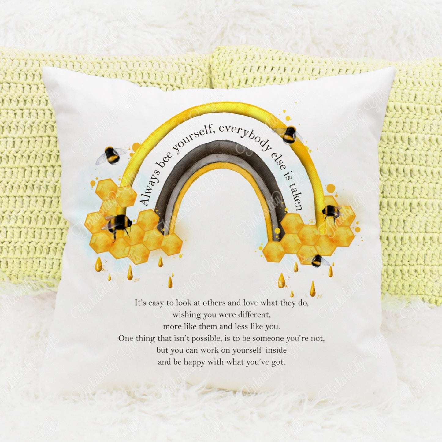 Bee Rainbow Plush Cushion