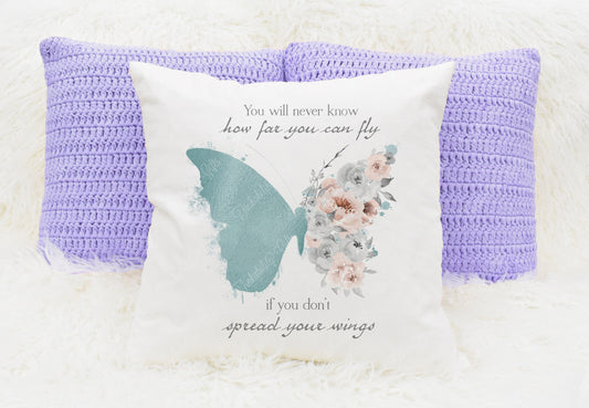 Blue/Rose Gold Butterfly Plush Cushion