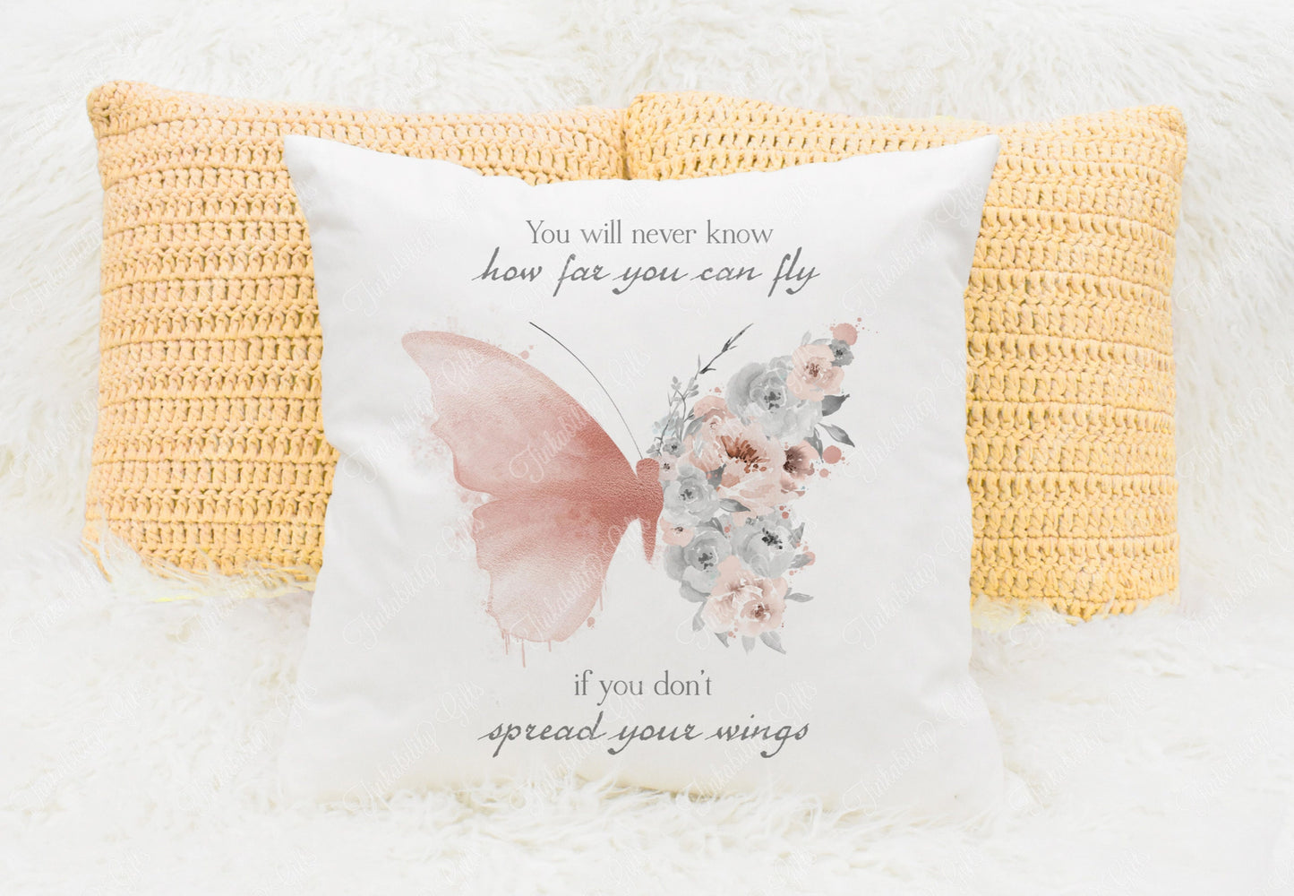 Personalised Rose Gold Butterfly Plush Cushion, Personalised Gift, Gifts for Birthdays, Gifts for Kids, Gifts for Mums