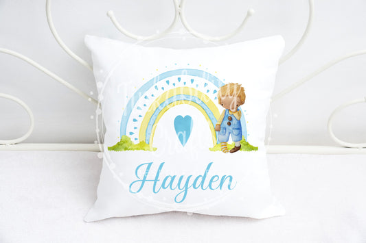 Blue Rainbow Boy Plush Cushion