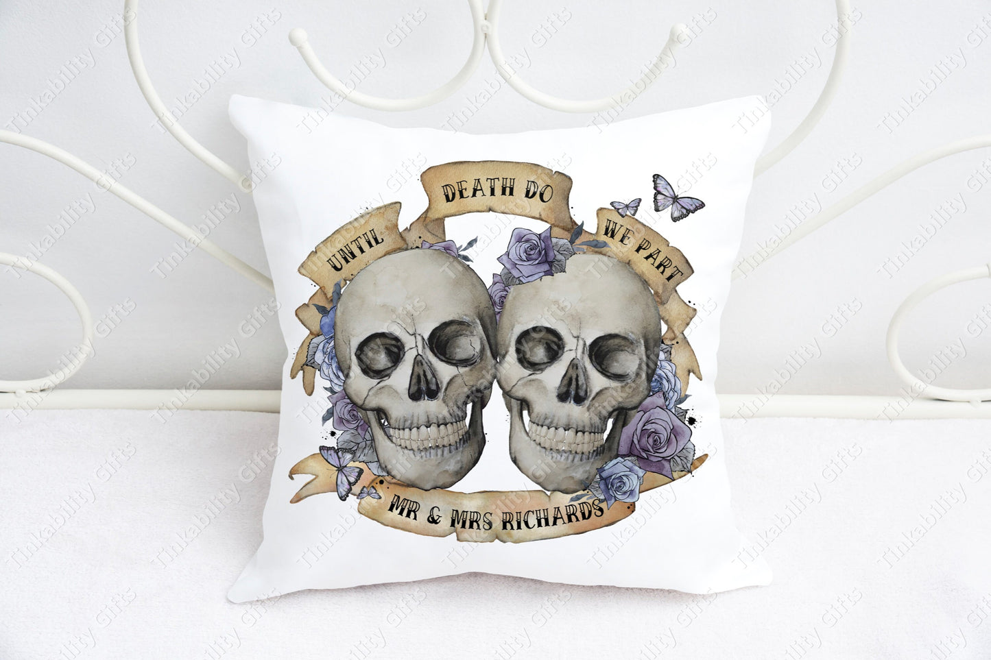 Personalised Wedding Skulls Plush Cushion, Personalised Gift, Gifts for Weddings, Wedding Gifts, Gifts for Anniversary