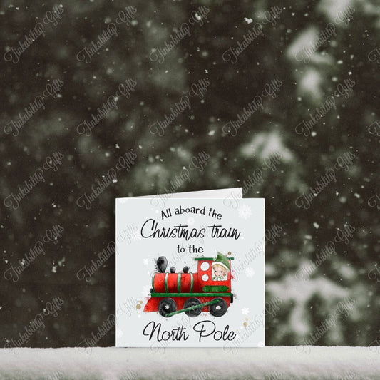 Chief Boy Elf Train Christmas Card