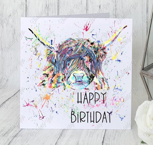 Personalised Highland Cow Card, Birthday Card, Greetings Card, Happy Birthday, Anniversary Card