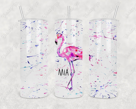 Personalised Painted Flamingo Insulated Tumbler, Personalised Gift, Gifts for Kids, Gifts for Birthdays, Gifts for Christmas